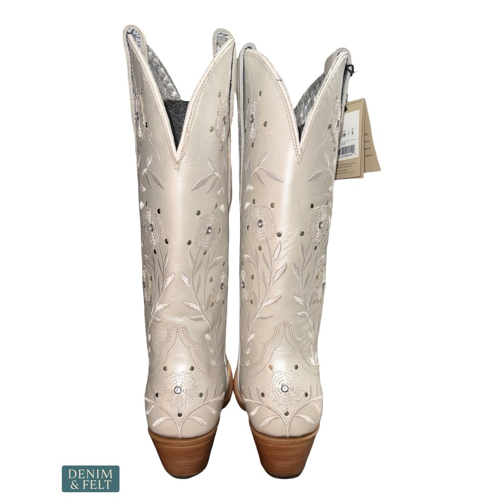 NEW Ariat Romance Pearly White Floral Rhinestone Western Cowboy Boots 7.5 Bridal - Picture 12 of 16